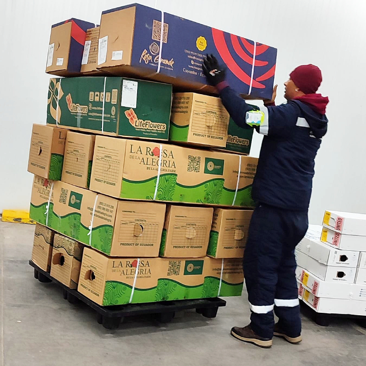 Flower shipments being loaded for delivery